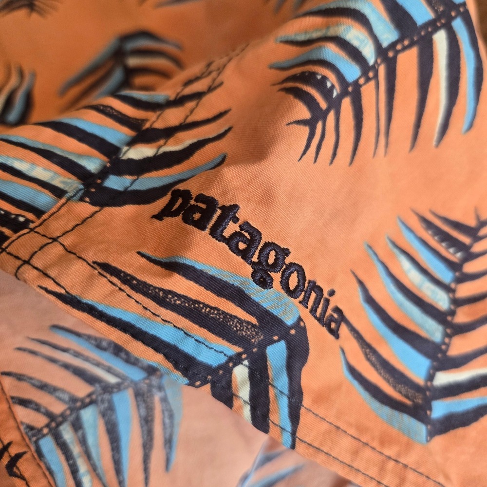 Patagonia Kids Orange Blue Palm Print Board Shorts Swim Trunks Size 10 67817 - Picture 3 of 7